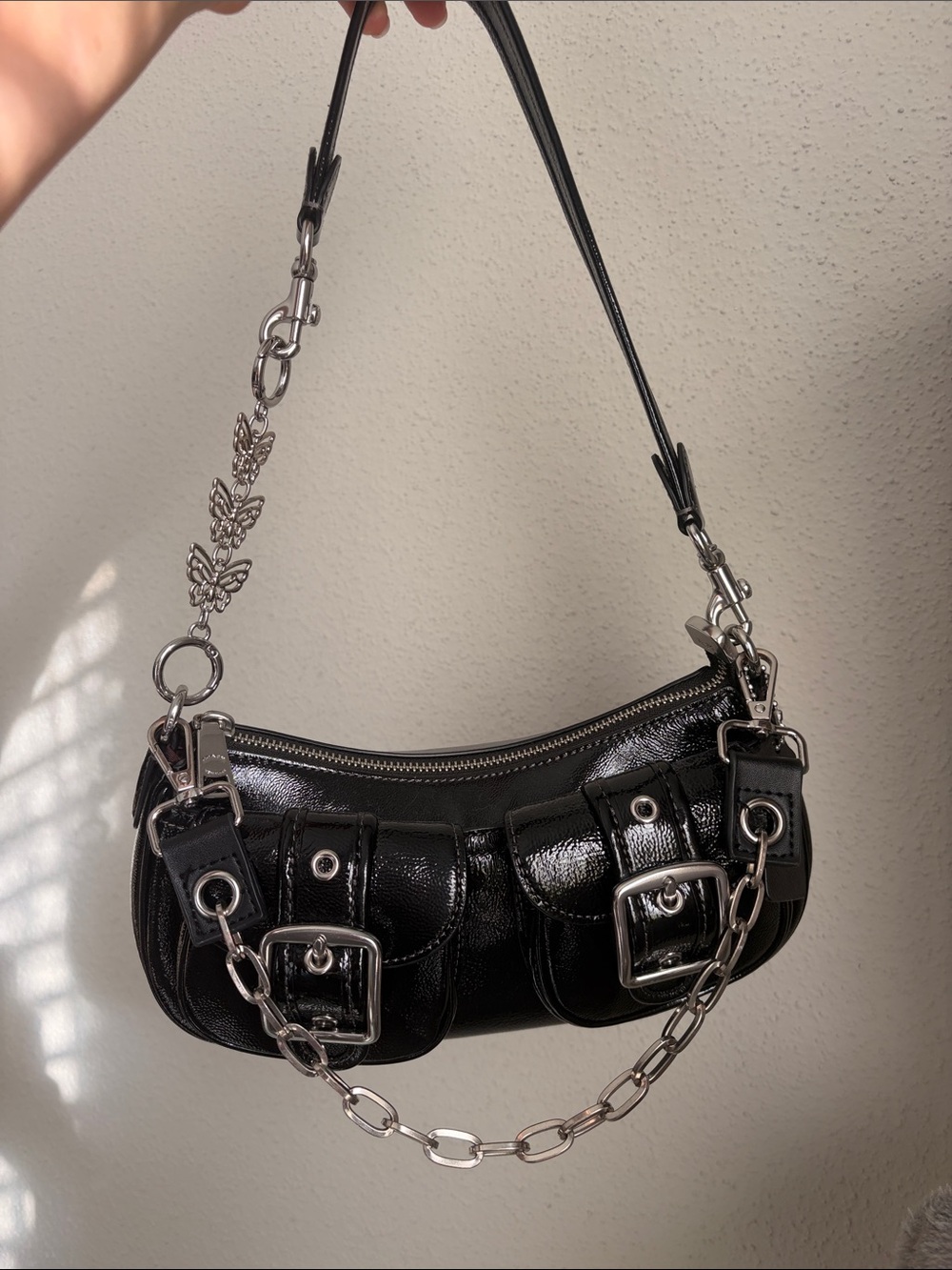 Coach Ashton Black Patent Leather Shoulder Bag